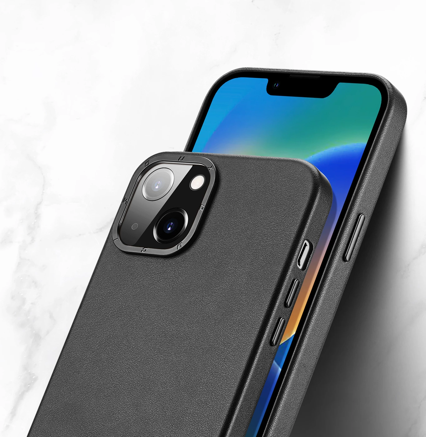 Mbështjellës Dux Ducis Grit për iPhone 14 Plus, lëkurë ekologjike, MagSafe, zi