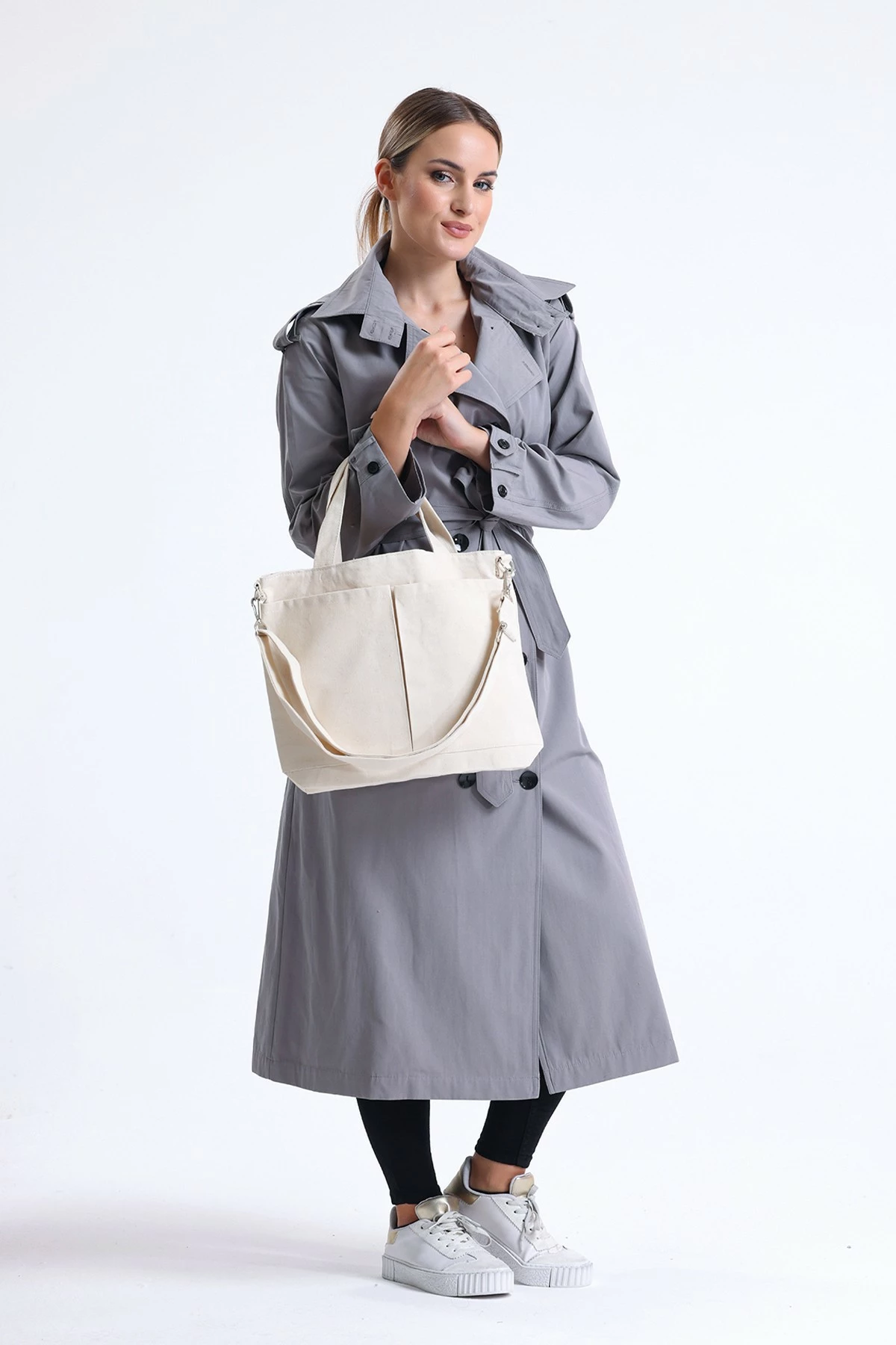 Çantë tote Zoozie Bags, krem, 2062