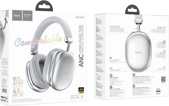 Kufje HOCO W35 Max Auspicious, ANC, wireless, Bluetooth, argjend
