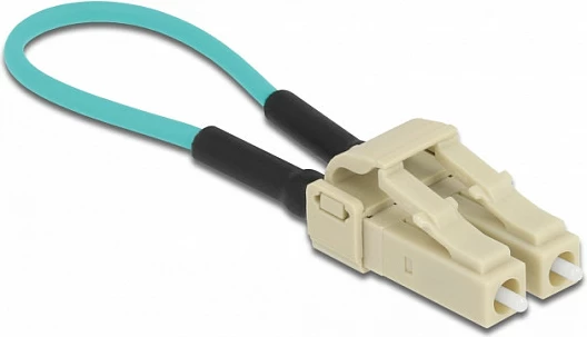 Adapter loopback fibër optike DeLOCK LC OM3, 0.06 m, multimode, full duplex, bezhë/aqua