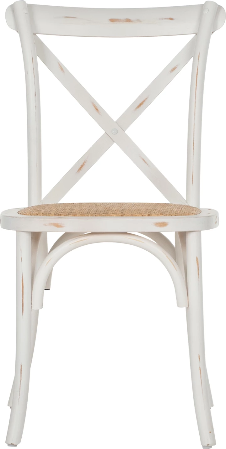 Karrige Owen e grumbullueshme prej druri ahu, ngjyrë e bardhë e larë, me shpinë të kryqëzuar, FH8575.04, 45x55.5x90 cm