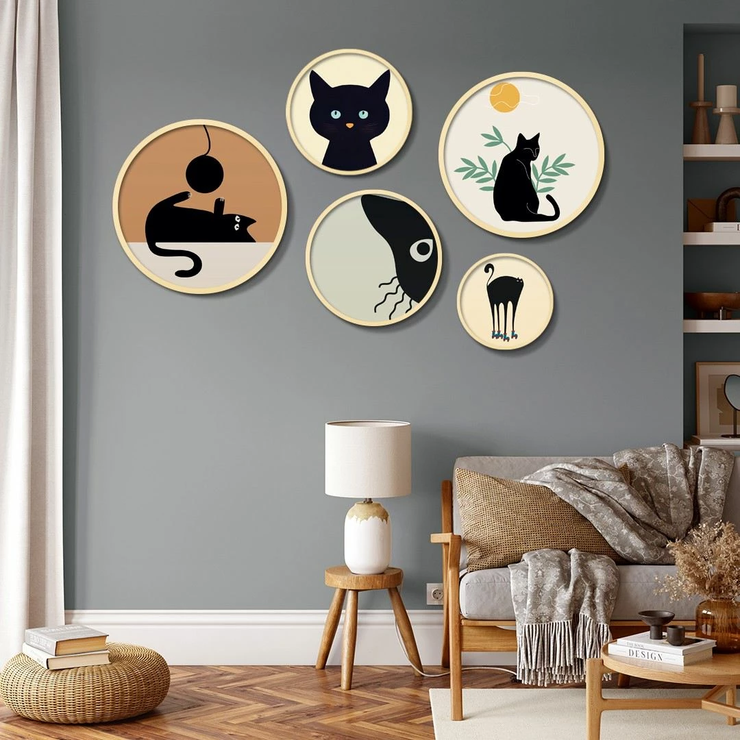 Set pikturash dekorative me kornizë MDF, 5 copë, Wallity, Yats-07
