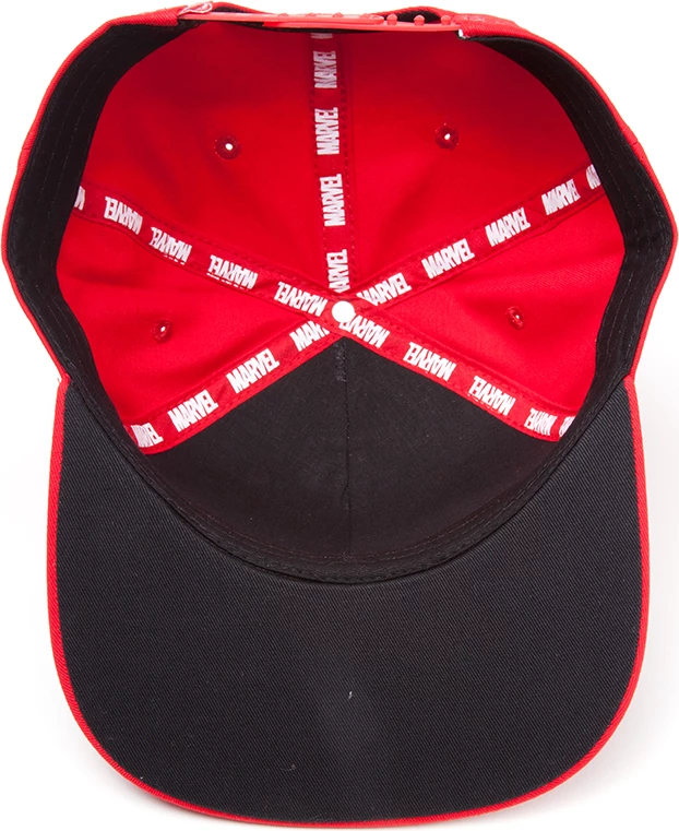 Kapelë snapback Difuzed Deadpool Big Face, strehë e sheshtë, kuqe/zezë