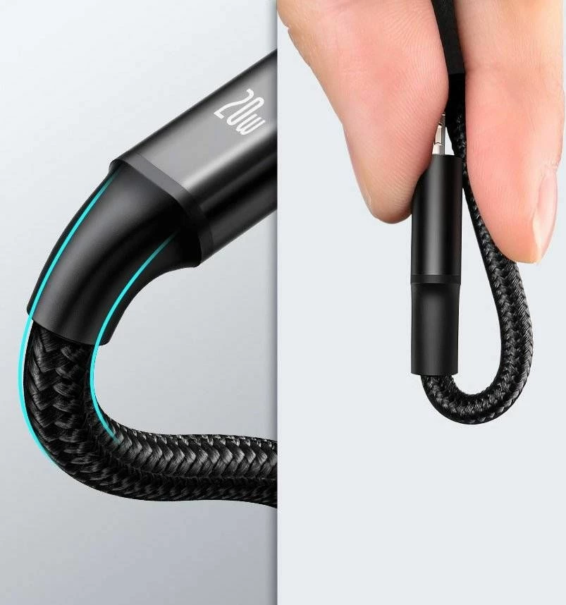 Kabllo USB Baseus Rapid 3in1 CAMLT-SC01, USB-C në USB-C + microUSB + Lightning, 1.5 m, 20W PD, e zezë, 1 copë