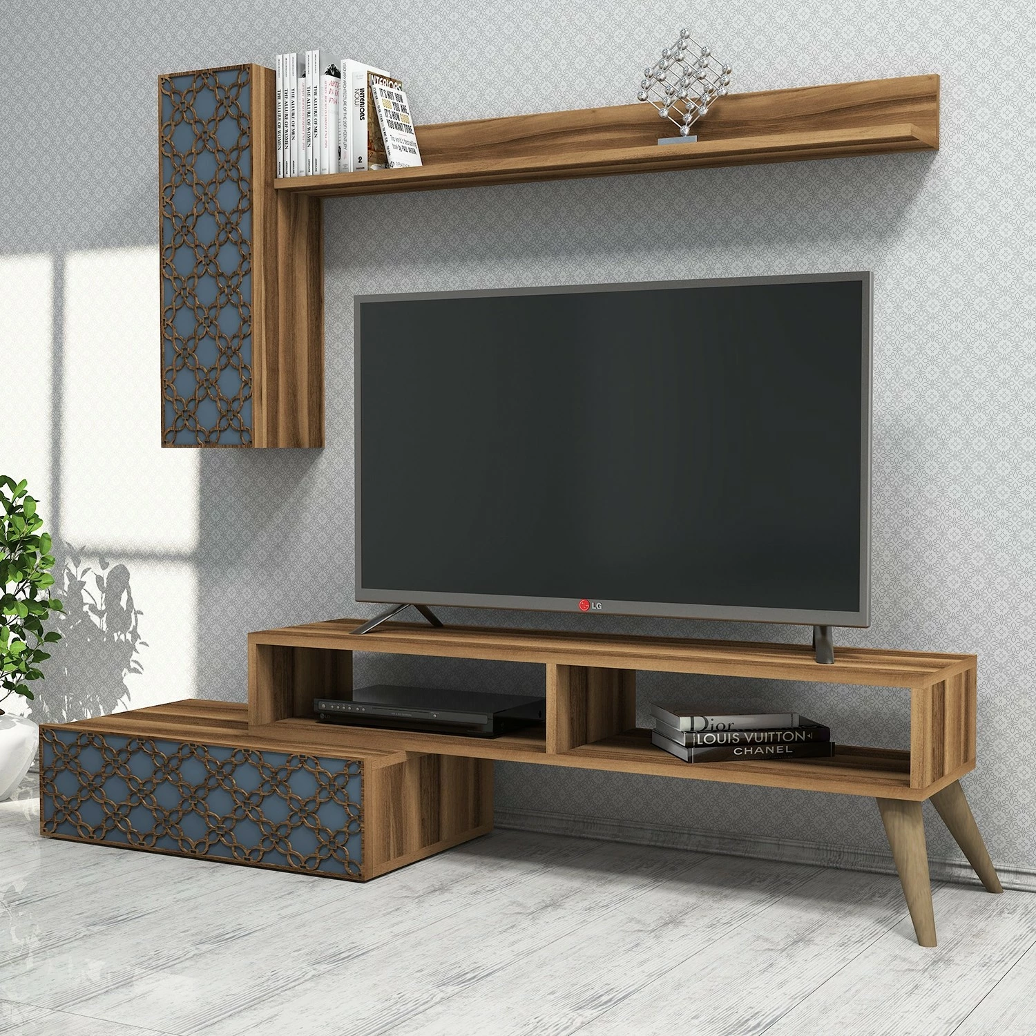 Komodë TV Hanah Home, Planet, ngjyrë arre dhe kalcedoni