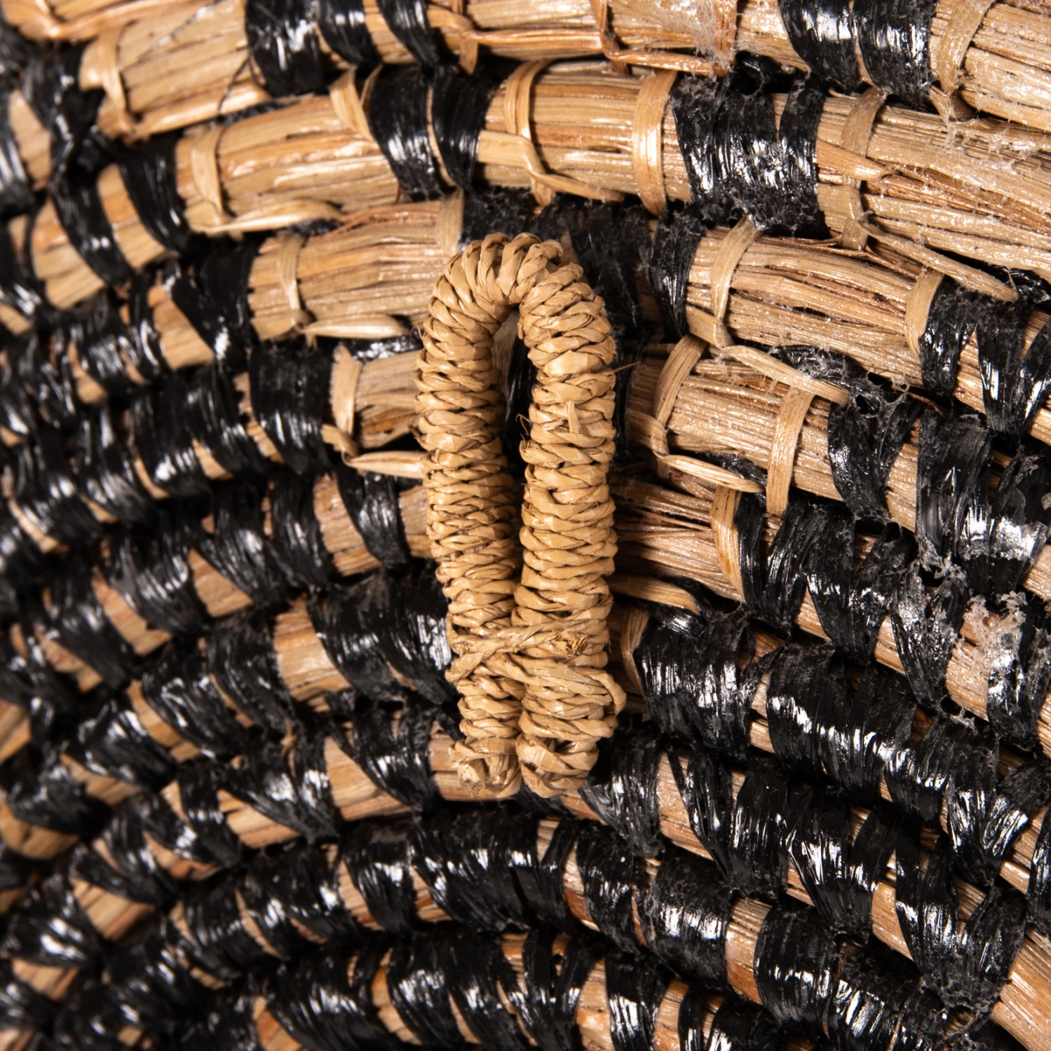 Dekor muri i rrumbullakët, bari Mendong, natyral-zi, FH7863, Φ51x6 cm