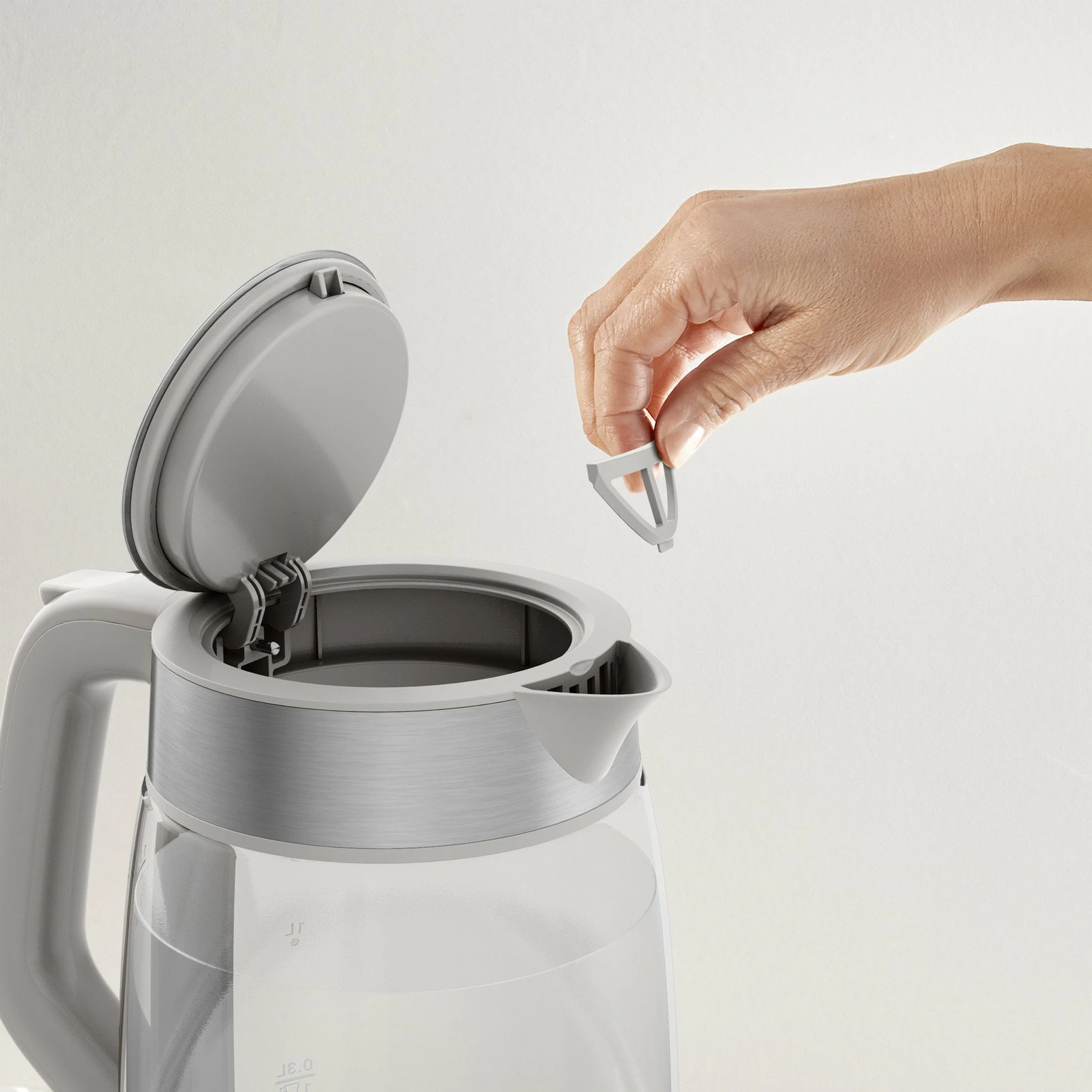 Çajnik elektrik Tefal KI605B30 1.7L 2200W, argjendtë/transparent