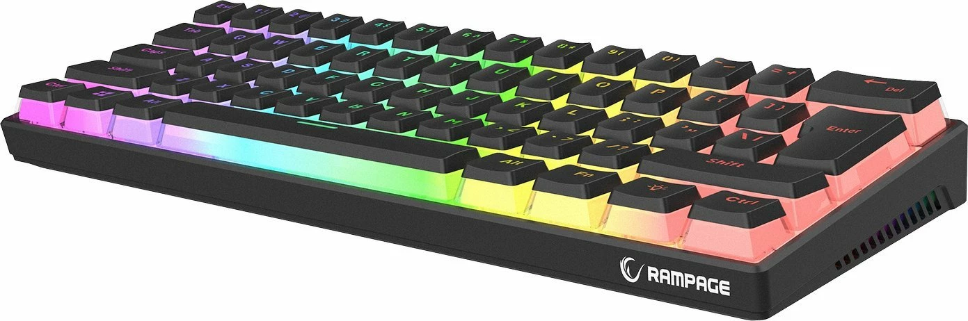 Tastierë gaming mekanike Rampage Radiant K11, Outemu Red, 60%, USB me kabllo 1.5 m, RGB, US layout, e zezë