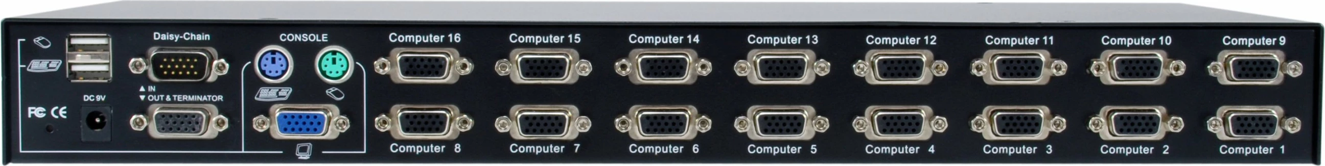 Switch KVM LevelOne 16-Port PS/2-USB VGA, 2048 x 1536 pixels, Rack mounting, 1U, e zezë