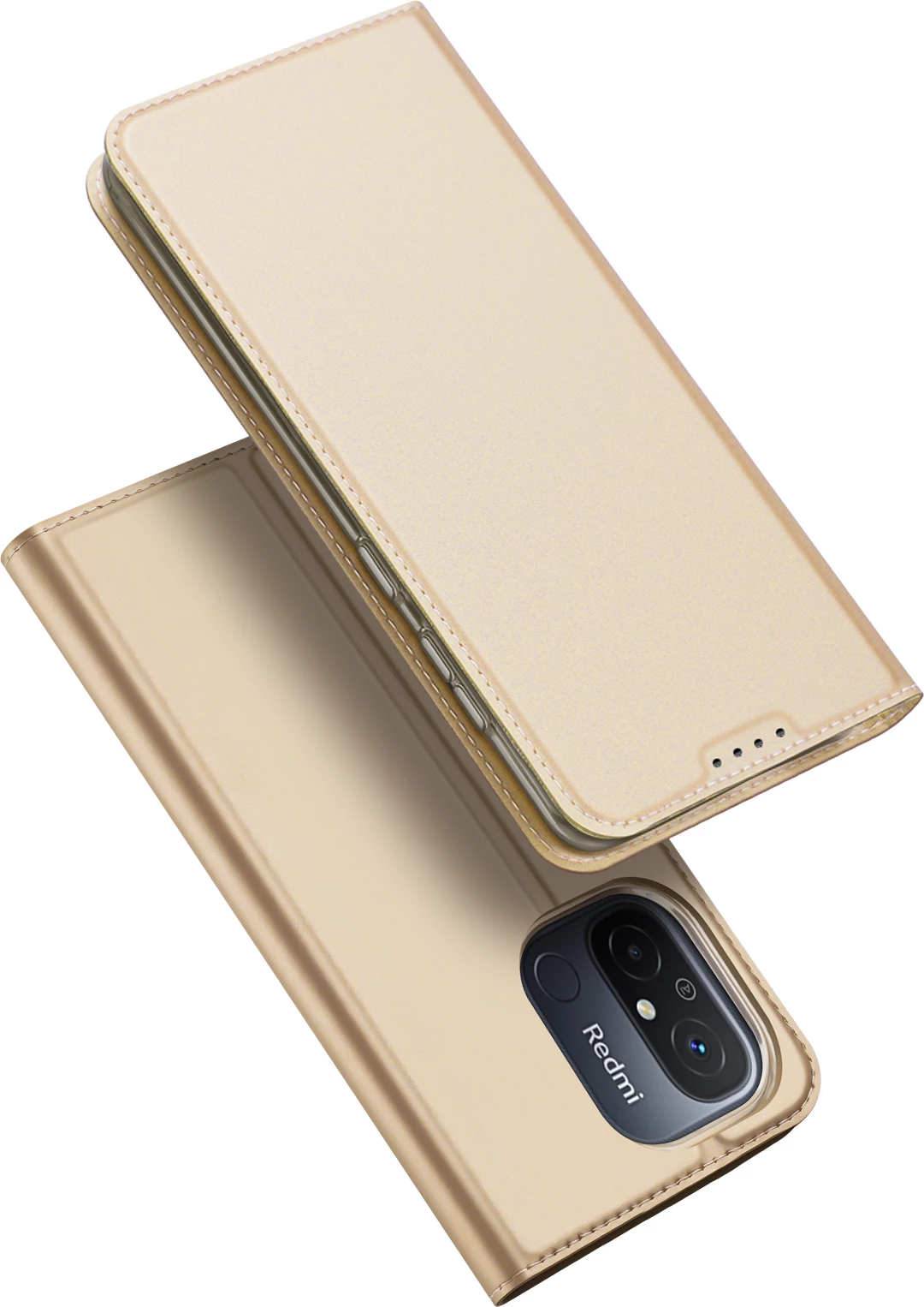 Mbështjellës Dux Ducis Skin Pro për Xiaomi Redmi 11A / Poco C55 / Redmi 12C, me kapak, xhep kartele, gold