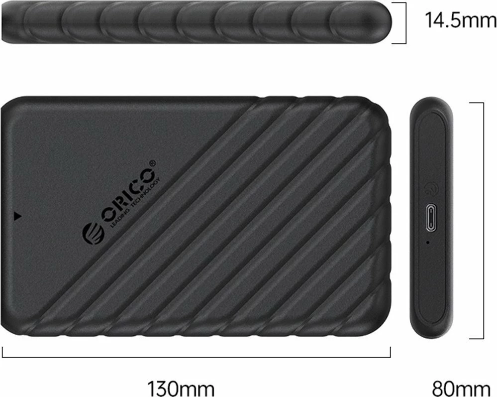 Kasë ekstern për HDD/SSD 2.5" Orico 25PW1C-C3-BK-EP, USB-C 3.2 Gen 1, SATA III, 6Gbps, e zezë