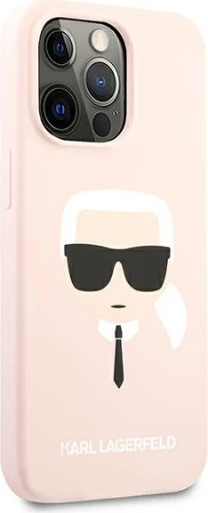 Mbështjellës Karl Lagerfeld Silicone Karl's Head për iPhone 13 Pro/13, Rozë e lehtë