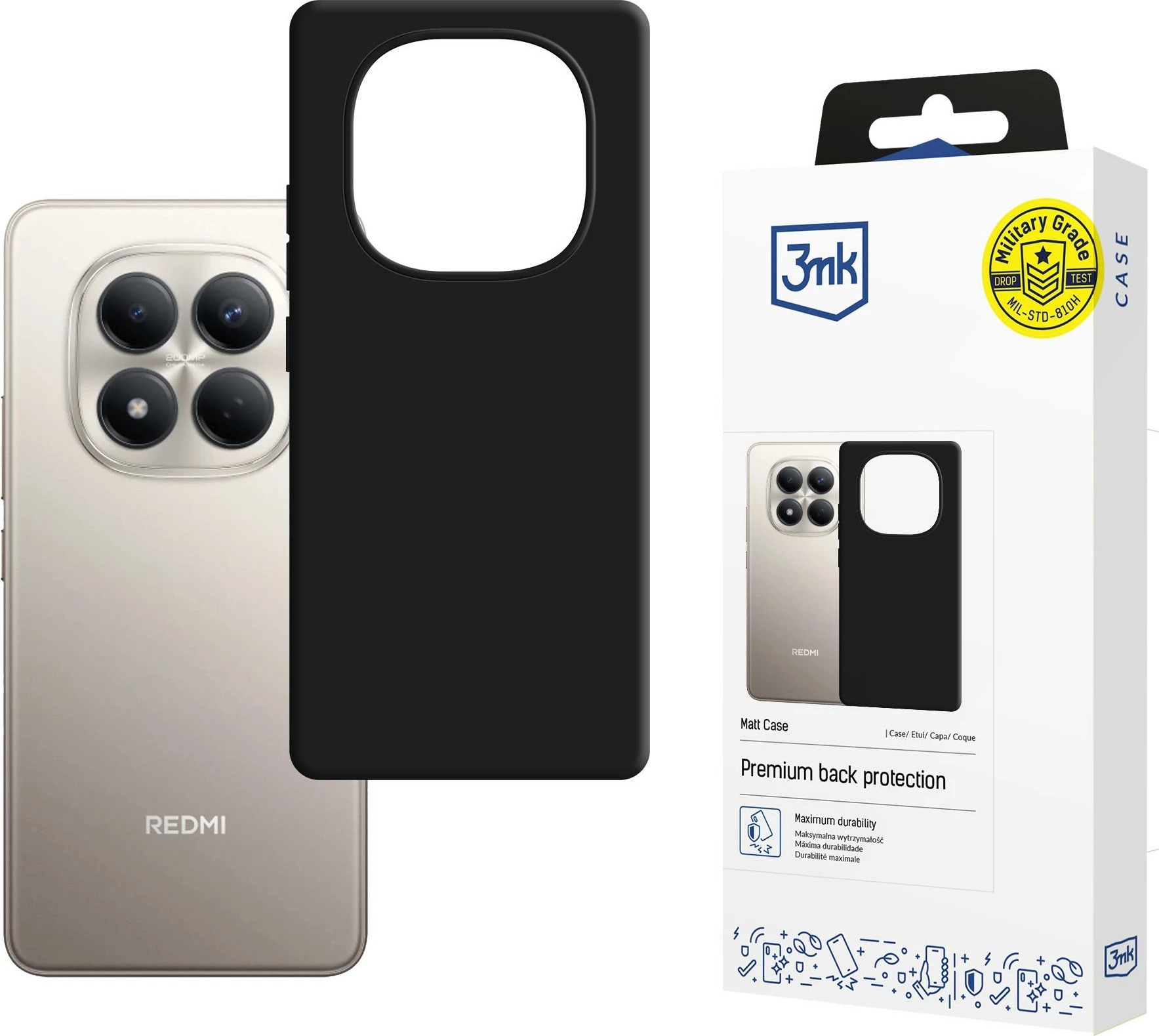 Mbështjellës 3mk Matt Case për Xiaomi Redmi Note 15 Pro 4G, i zi mat