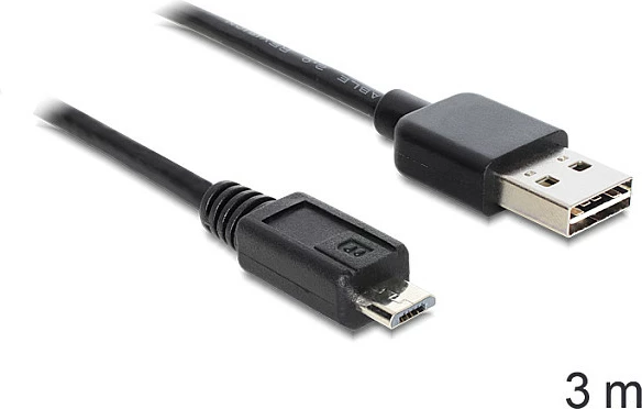 Kabllo USB DeLOCK EASY-USB 2.0-A në Micro-USB B, 3 m, e zezë