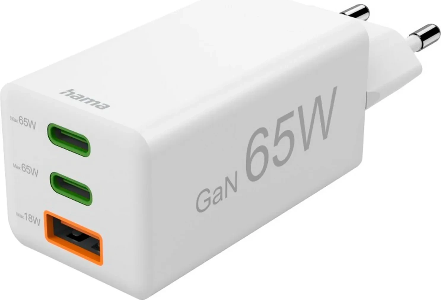 Karikues Hama 65W, 2x USB-C, 1x USB-A, i bardhë