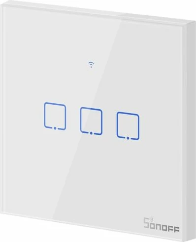 Çelës muri smart Wi‑Fi SONOFF T0EU3C-TX, 3-kanalësh, panel me prekje, i bardhë