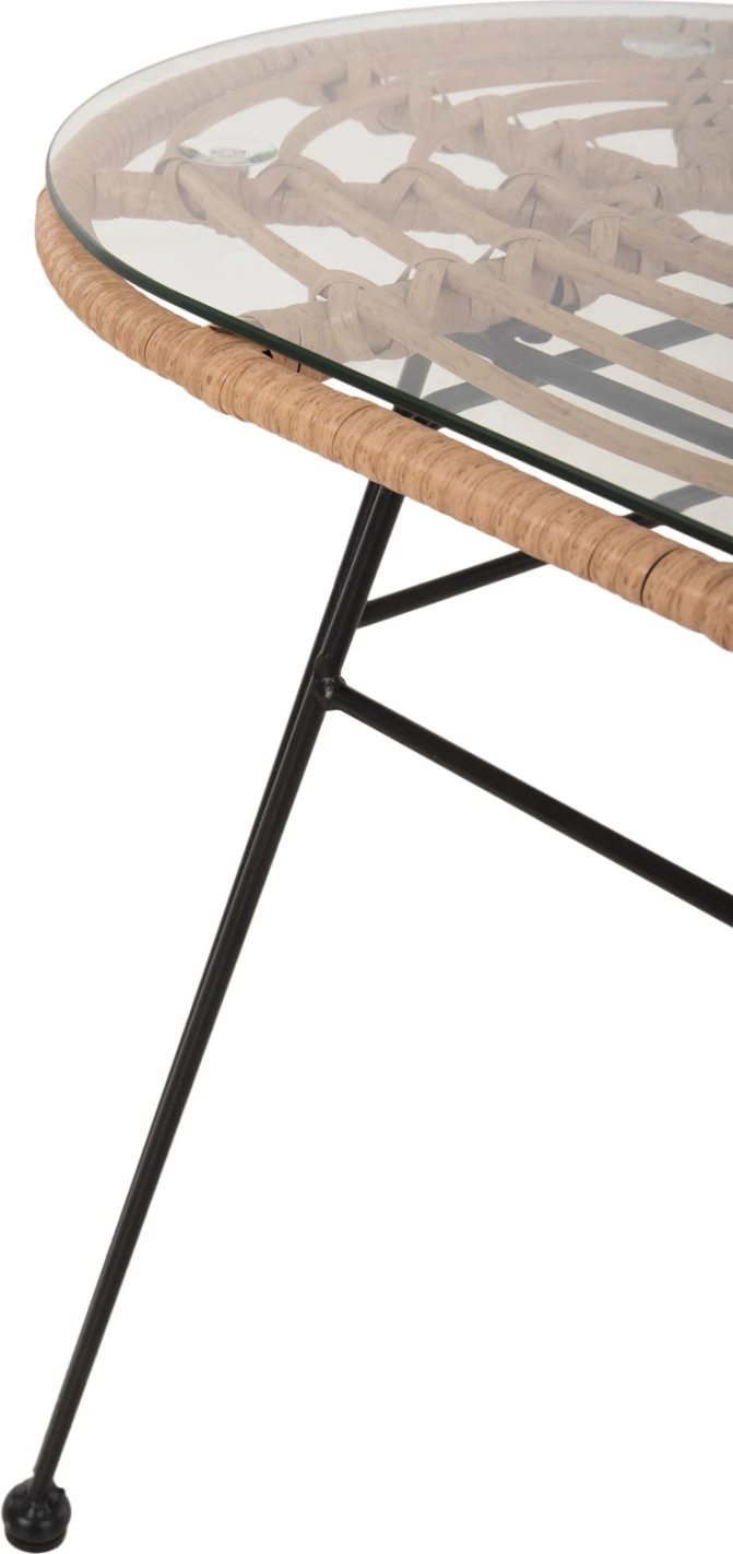 Tavolinë ovale për jashtë ALLEGRA FH5695.11, ngjyrë beix, metal i zi, 100x45x51,5H cm