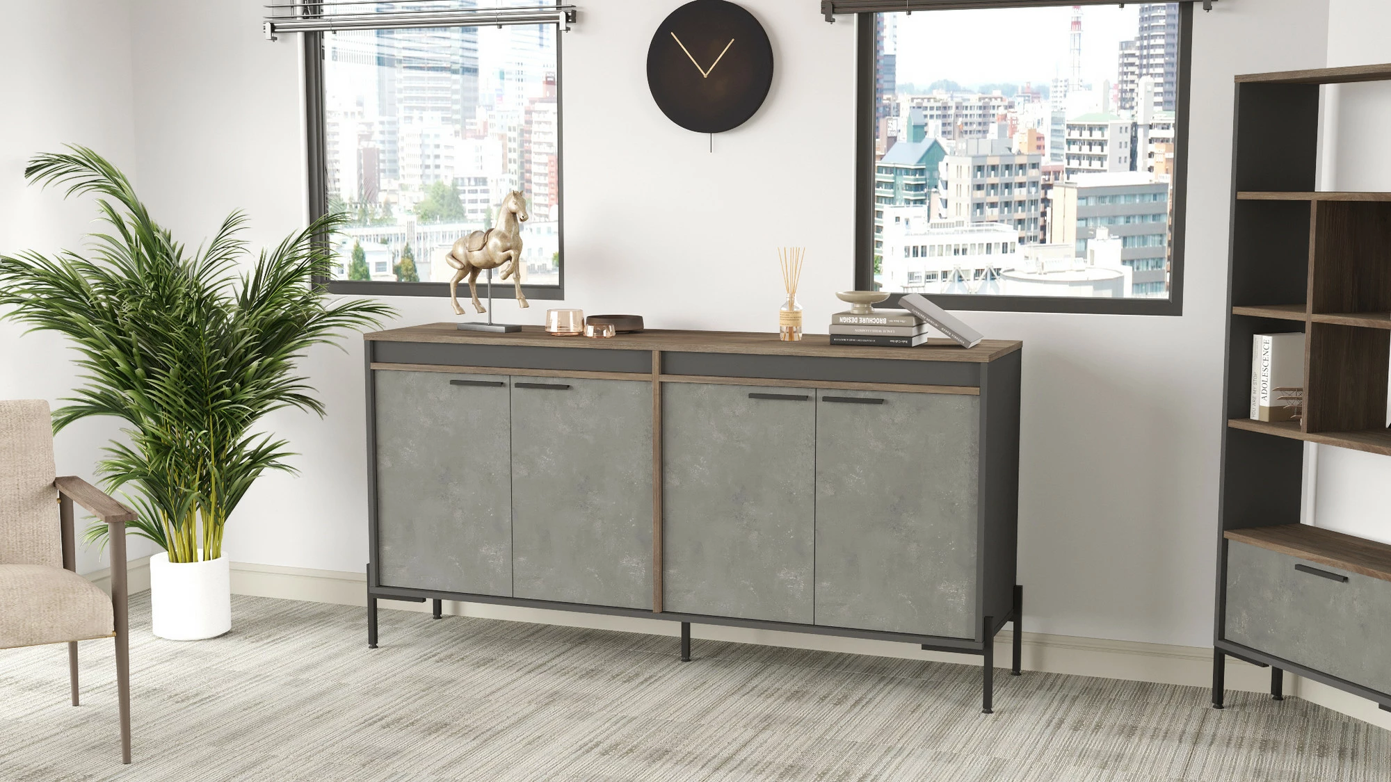 Dollap multifunksional Hanah Home, Vs5-Cga, kafe/gri/anthracite
