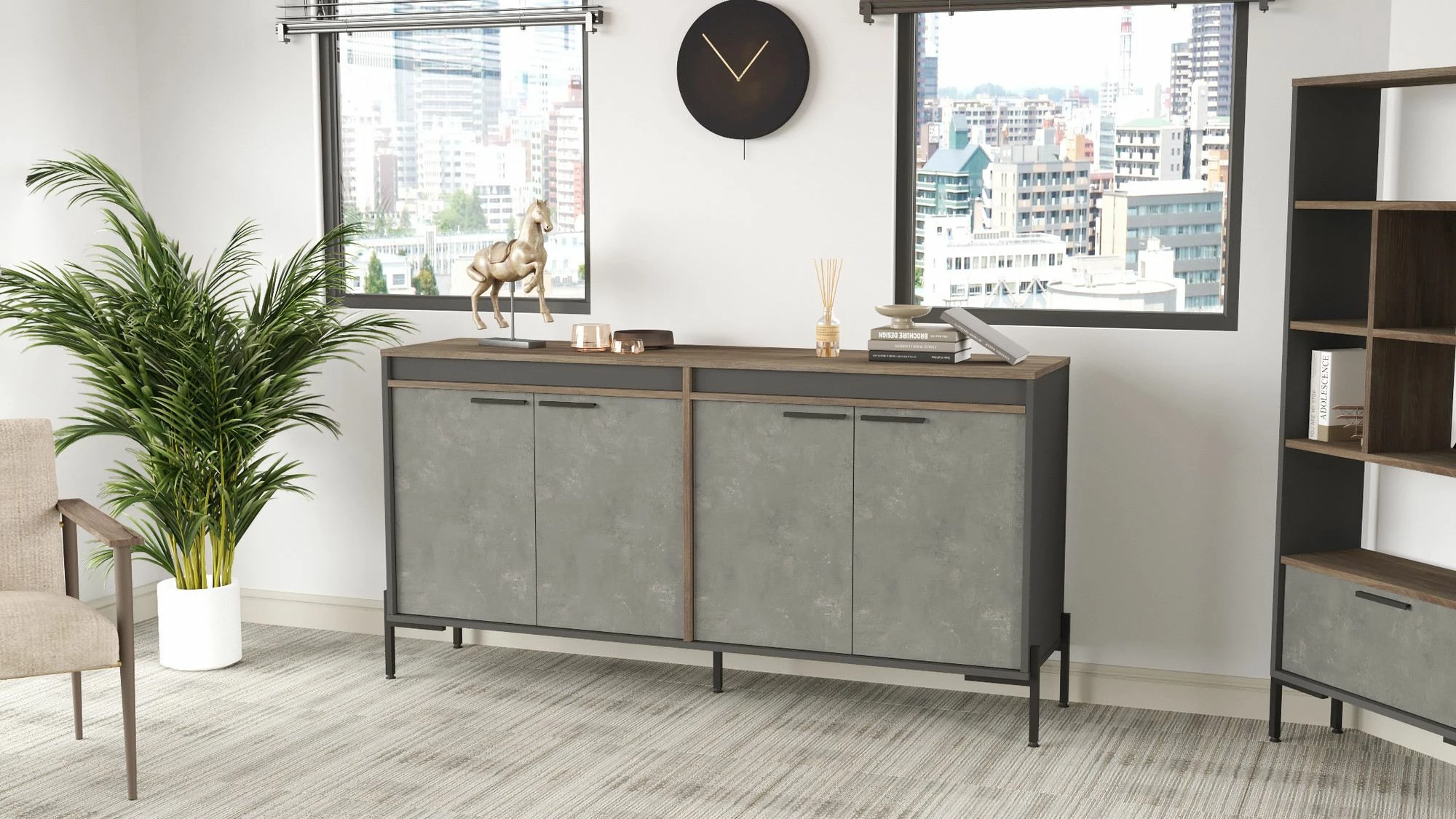 Dollap multifunksional Hanah Home, Vs5-Cga, kafe/gri/anthracite