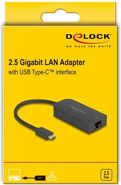 Adapter rrjeti DeLOCK 66045, USB Type-A në RJ45 2.5 Gigabit, 0.15 m, i zi