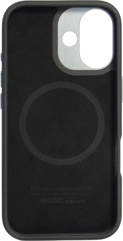 Kapak telefoni Audi R8 Genuine Leather për iPhone 17, zi e kuqe