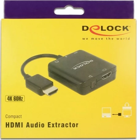 Adapter HDMI DeLOCK 63276, mashkull-femër, 4K, i zi