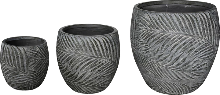 Set me 3 vazo Dortu, qeramike, ngjyrë gri e errët