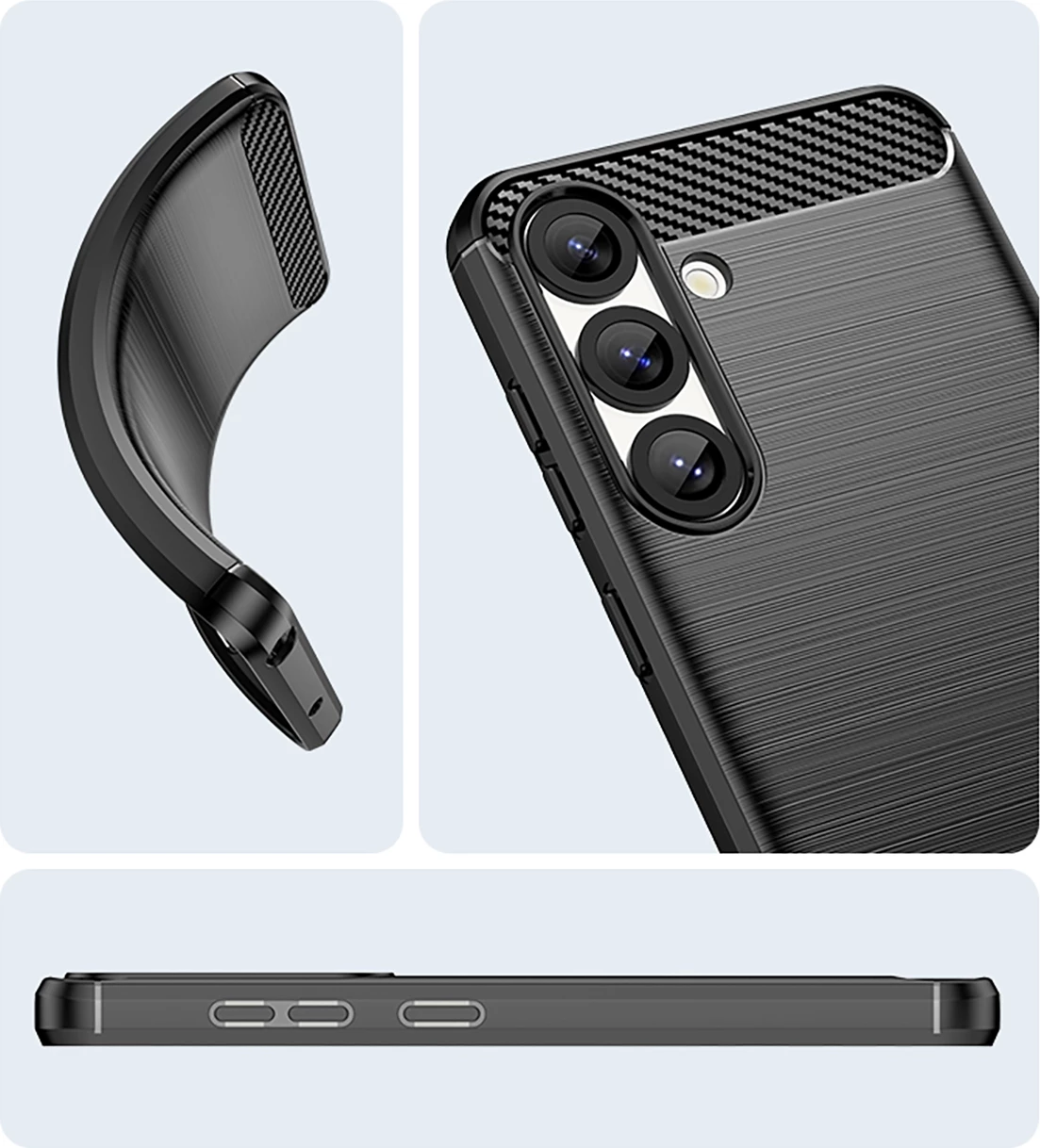 Mbështjellës Hurtel Carbon Case për Samsung Galaxy S25 Edge, silikon, zi