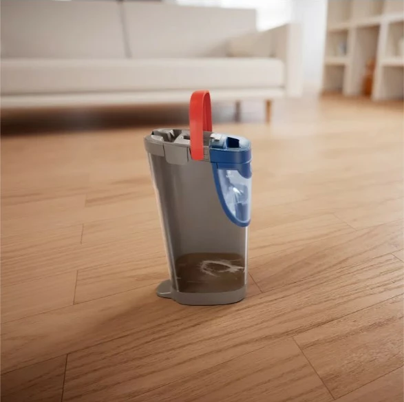 Mop i sheshtë, Vileda H2prO 175774, sistem ndarje uji, kokë 360°, dorezë 130 cm, e zezë/e kuqe