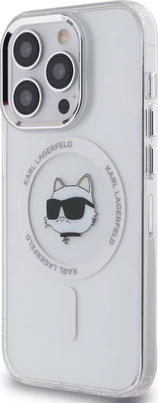 Mbështjellës Karl Lagerfeld IML Metal Choupette Head MagSafe për iPhone 13/13 Pro, Bardhë