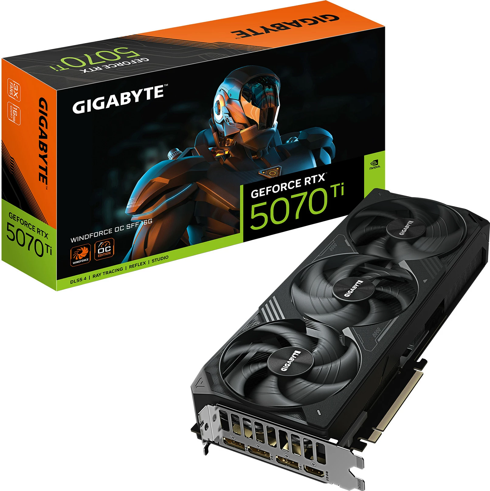 Kartelë grafike Gigabyte RTX 5070 Ti Windforce OC SFF 16GB GDDR7 3 fan e zezë