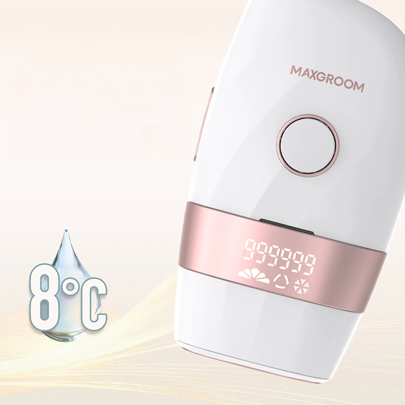Epilator IPL MAXGROOM JD-TM003, 999999 impulse, 5 nivele fuqie, ICE 8°C, dritare 3 cm², me ekran, bardhë/rozë