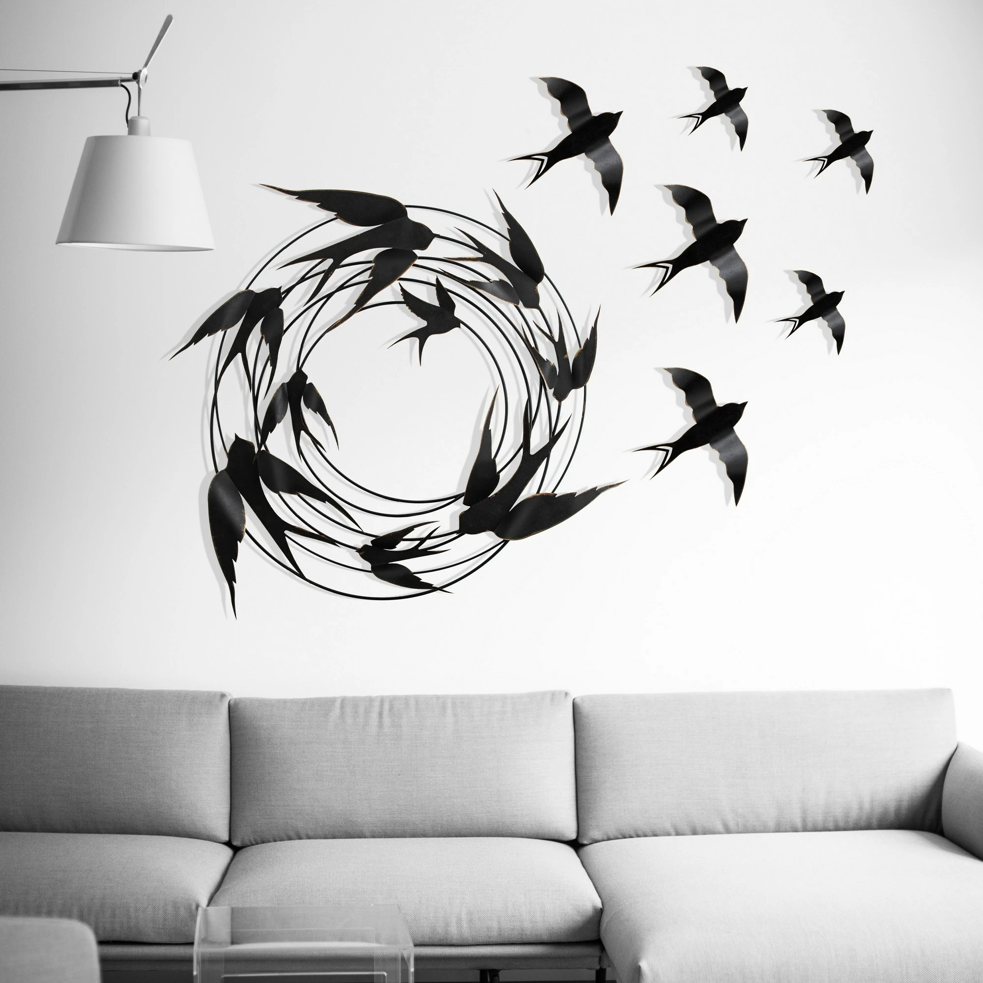 Aksesor dekorativ metalik për mur, Wallity, Migration, shumëngjyrësh, set 6 copë