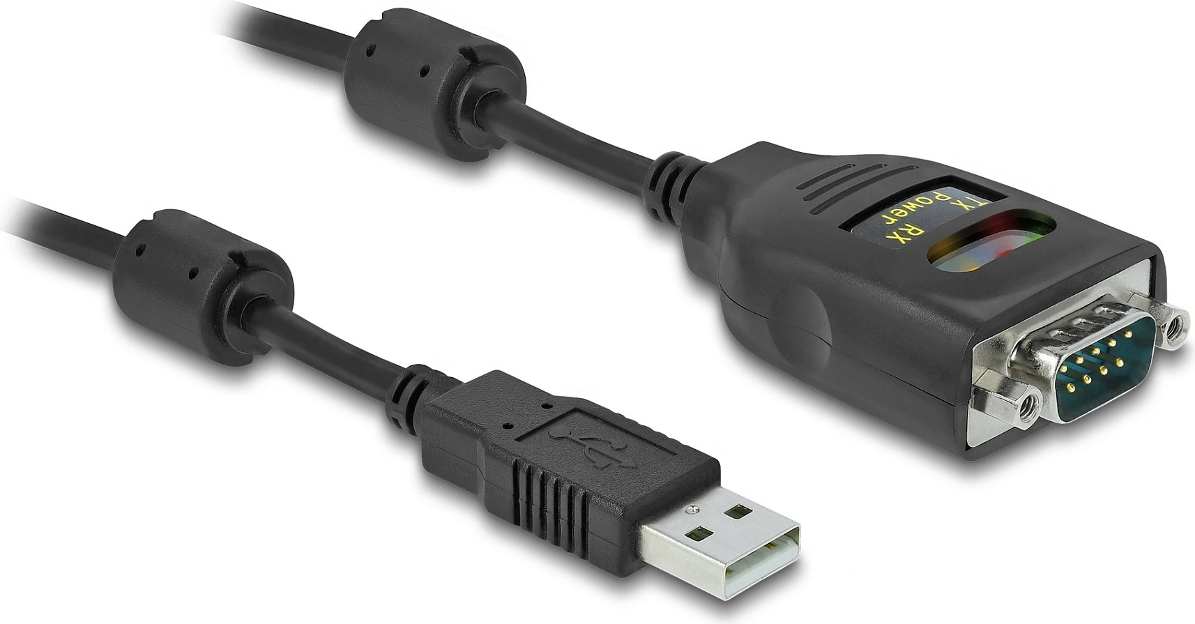 Adapter DeLOCK USB-A në Serial RS-232 DB9, izolim galvanik 2.5 kV, 2 m, i zi