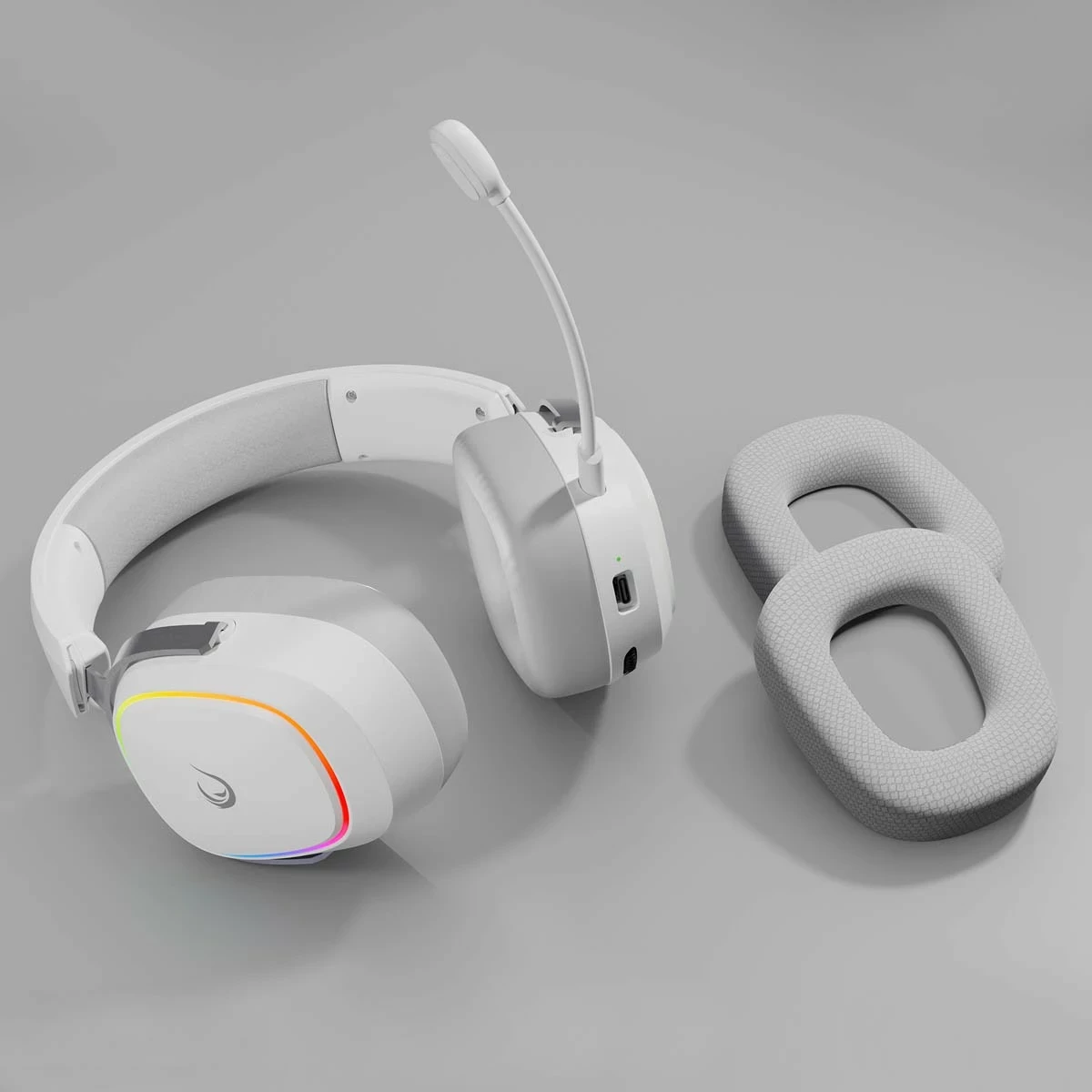 Kufje gaming Rampage RETSU, wireless, Bluetooth 5.3, RGB, mikrofon i ndashëm, bardhë