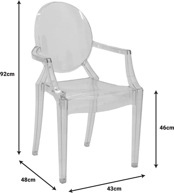 Karrige Narova, PC transparente, 43x48x92cm, set prej 4 copësh