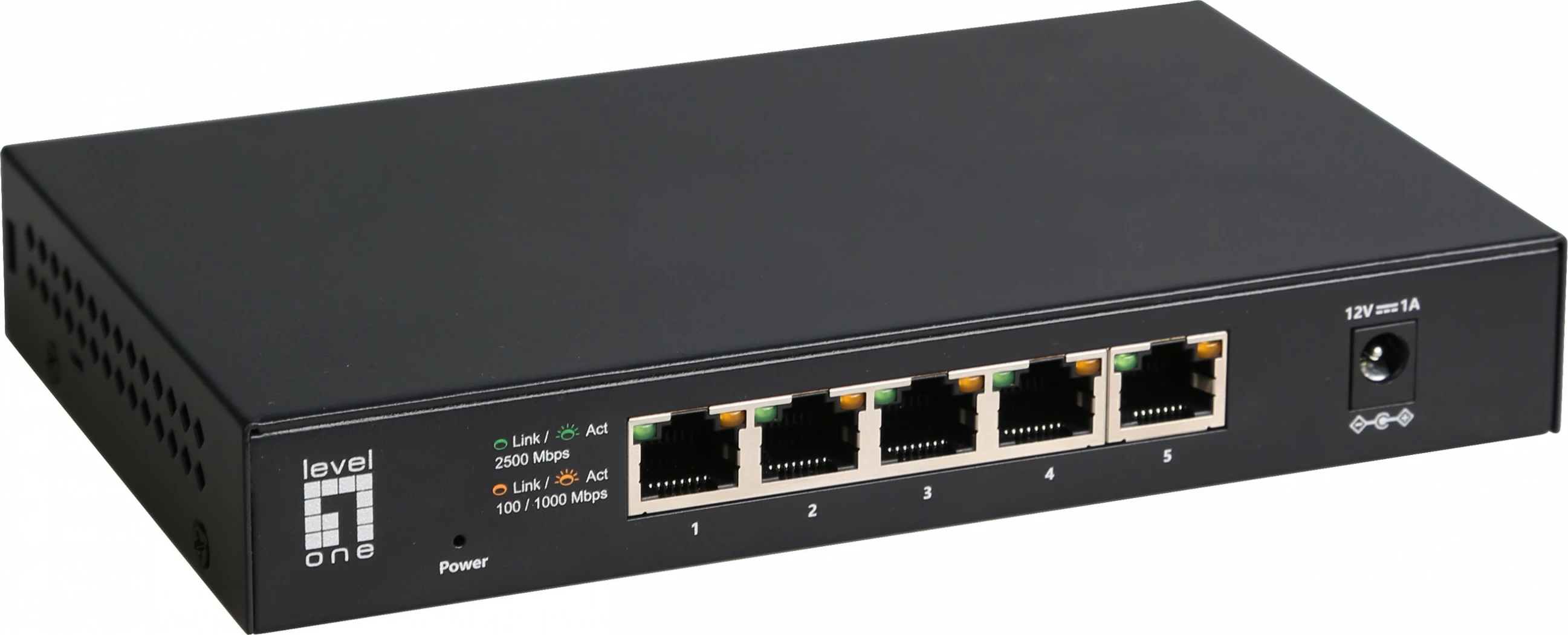 Switch LevelOne 5-Port, 2.5G Ethernet, Pa menaxhim, Montueshëm në mur