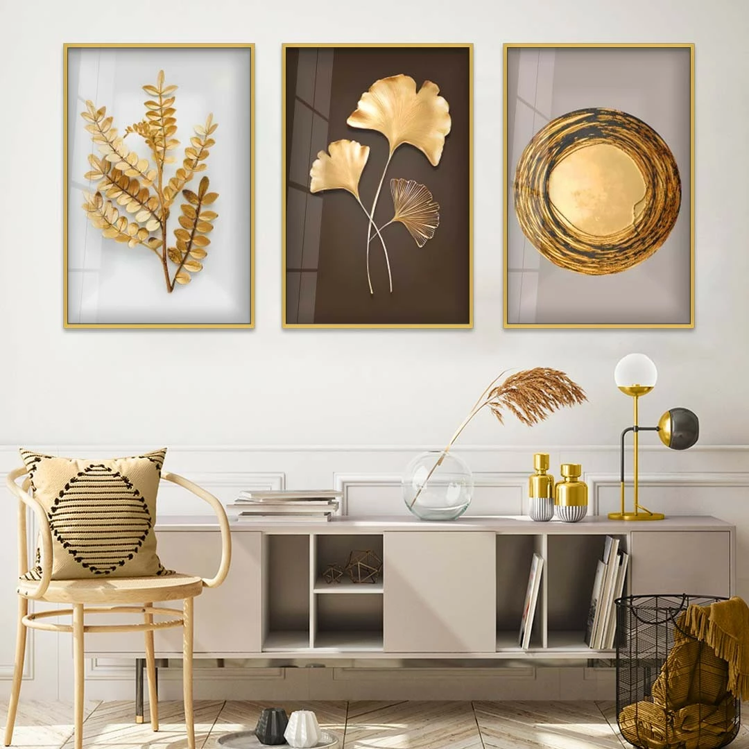 Pikturë dekorative prej xhami të temperuar, Wallity, Huhu386, 60x90cm, 3 pjesë