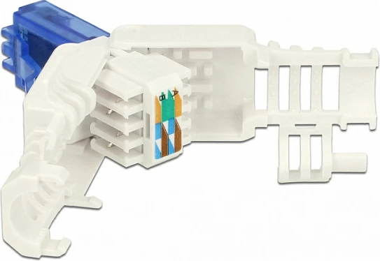 Konektor RJ-45 DeLOCK 86417, Cat6a U/UTP, pa vegla, blu/bardhë