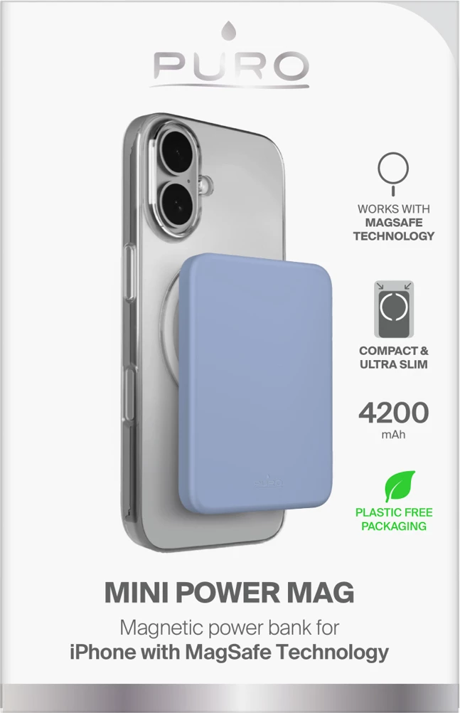 Bateri e jashtme Puro Slim Power Mag 4200 mAh, MagSafe, USB-C 15W, ngjyrë blu