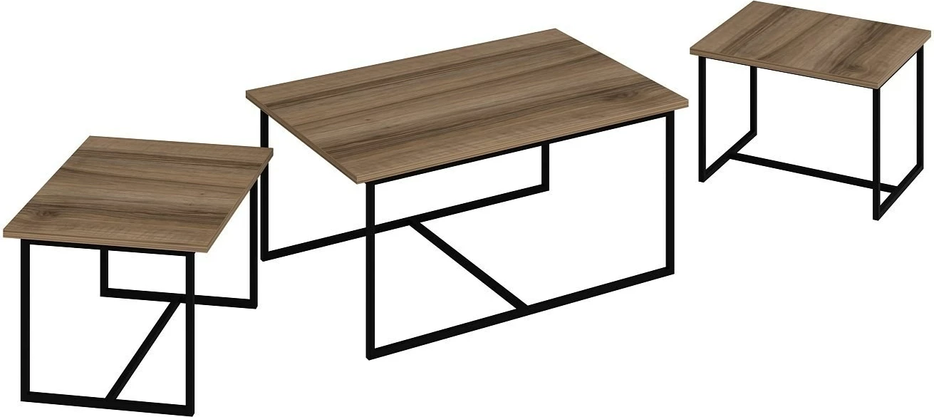 Set tavolinash të mbivendosura Hanah Home, Levada, ngjyrë arre, 3 copë