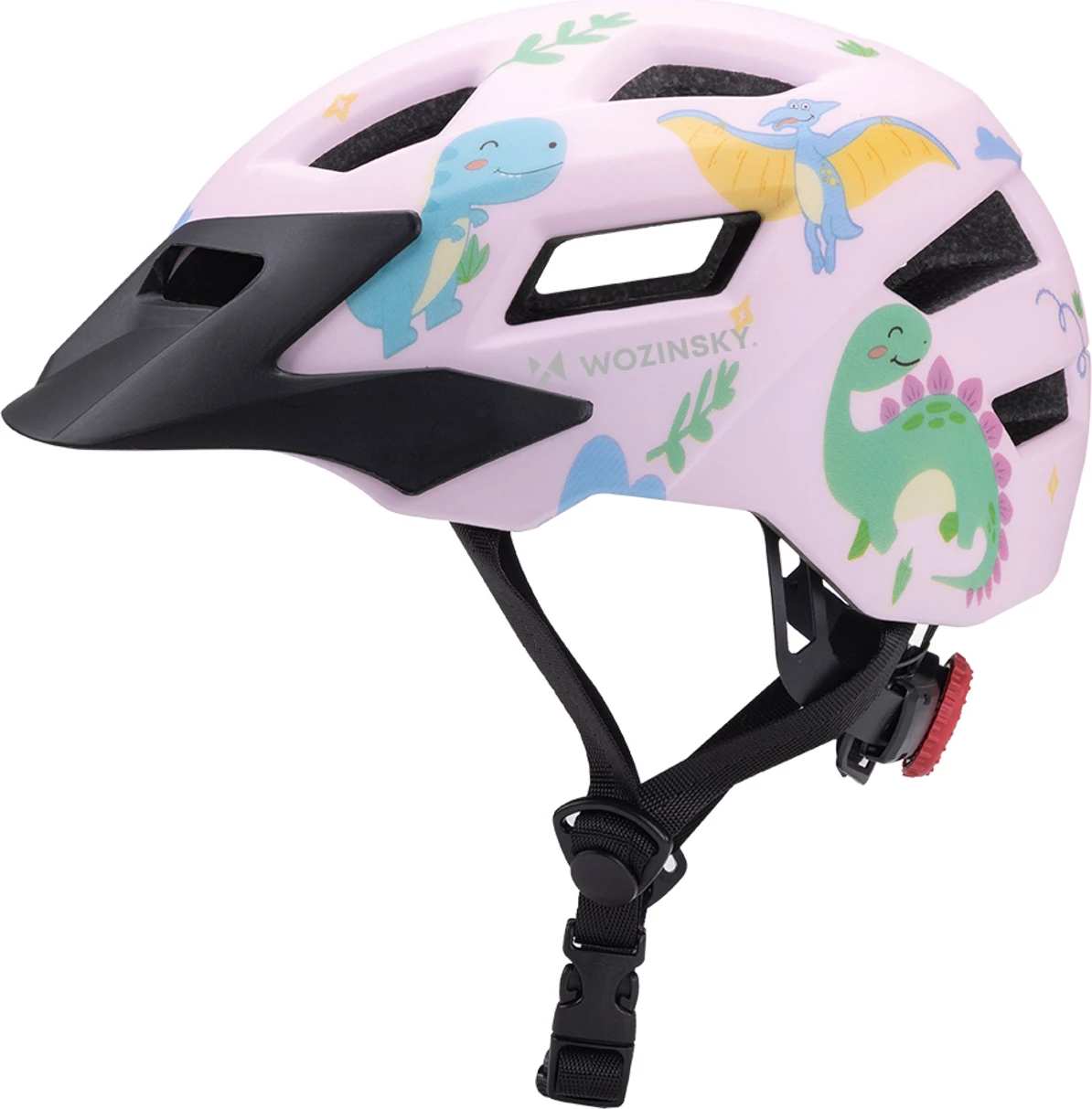 Helmetë biçiklete MTB për fëmijë, Wozinsky, HT-45RS, me vizore të heqshme, rregullim 360°, S 52-56 cm, rozë