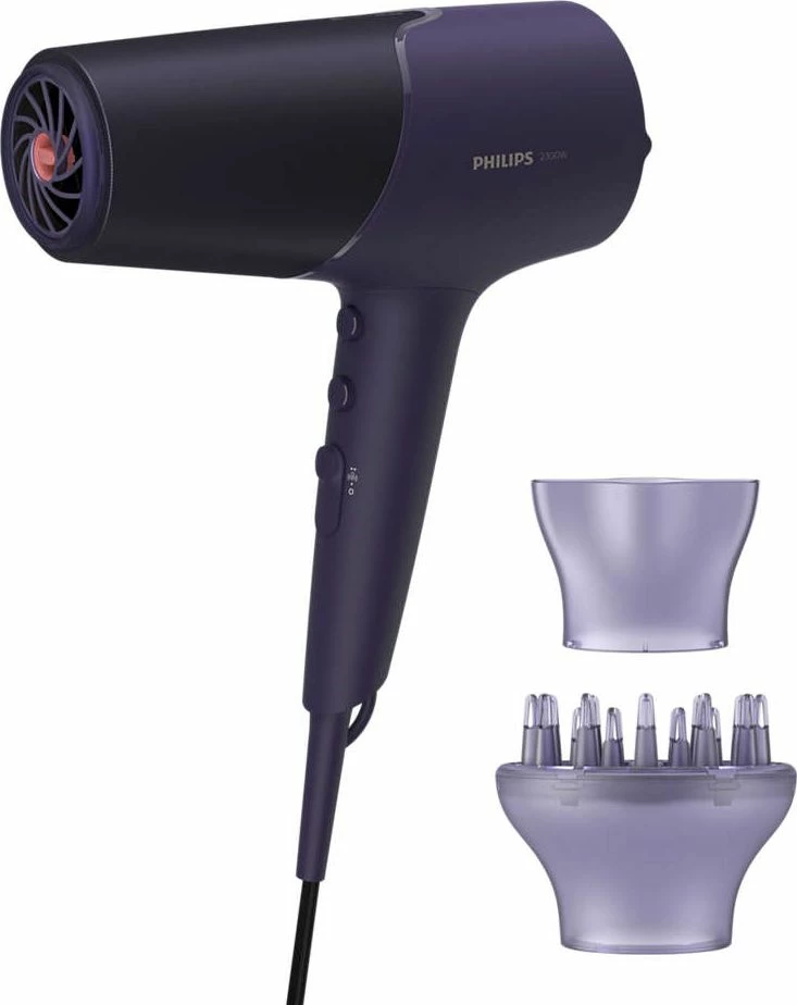 Tharëse flokësh Philips BHD514/00 2300W me jonizim, ThermoShield, difuzor, vjollcë