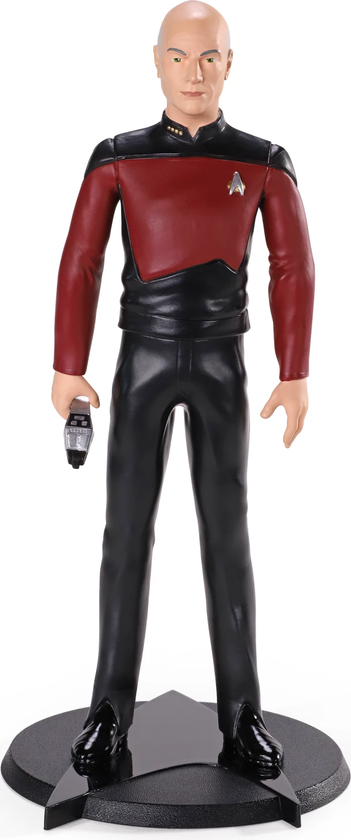 Figurinë NOBLE COLLECTION Bendyfigs Captain Jean-Luc Picard 19 cm, e pozueshme, me bazë, e kuqe/zezë