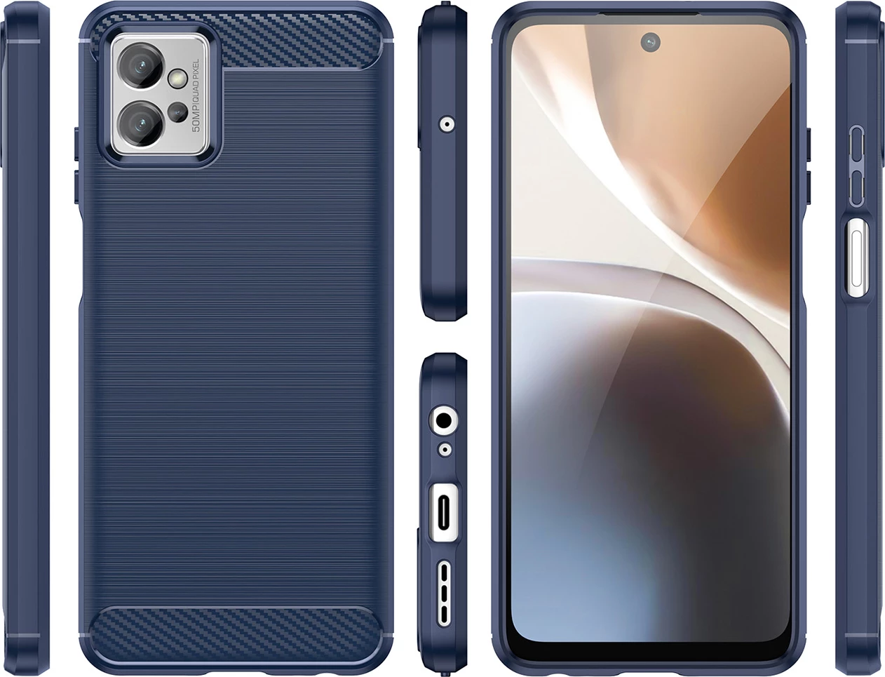 Mbështjellës Hurtel Carbon Case për Realme C31, silikon fleksibil, i zi