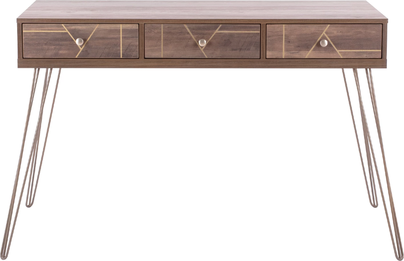 Konsol Kaitlyn FH8653, ngjyrë arre me detaje të arta, 120x55x79.5 cm
