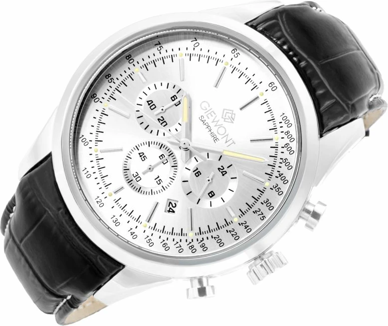 Orë dore meshkuj Giewont GW7650-A1, argjendtë me rrip të zi