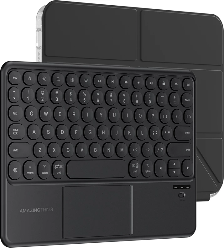Mbështjellës me tastierë Bluetooth me touchpad, AmazingThing, Minimal Case KeyLite Combo, për iPad Air 11" (M3 2025), kënd i rregullueshëm, i zi