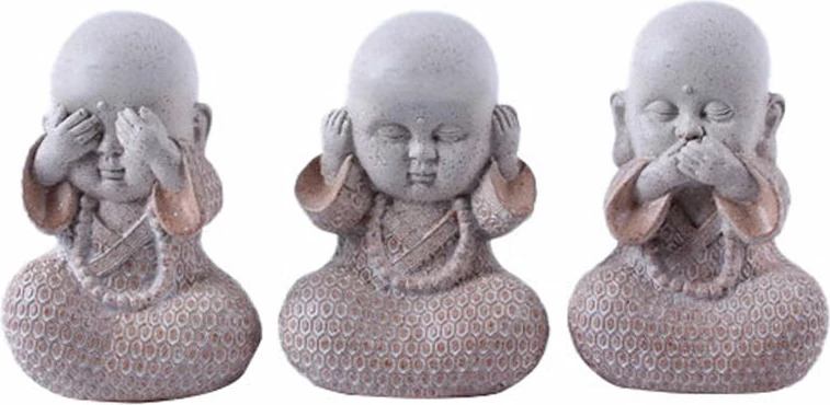 Set dekorativ Buda 3 copë, terrakotë-gri, 10x8x13cm