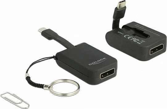 Adapter DeLOCK 63940 USB-C në DisplayPort, 0.03 m, 4K, i zi